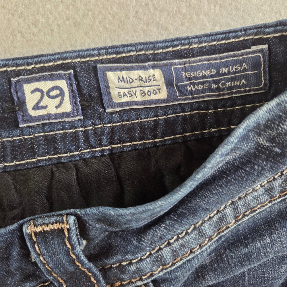 Miss Me Mid Rise Easy Bootcut Jeans Dark Wash Embroidered Size 29 Y2K 2000s Boho - Picture 4 of 8